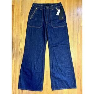 NEW $248 Anthropologie EDWIN Rowan Wide Leg Jeans Dark Wash Size 31 Made in USA